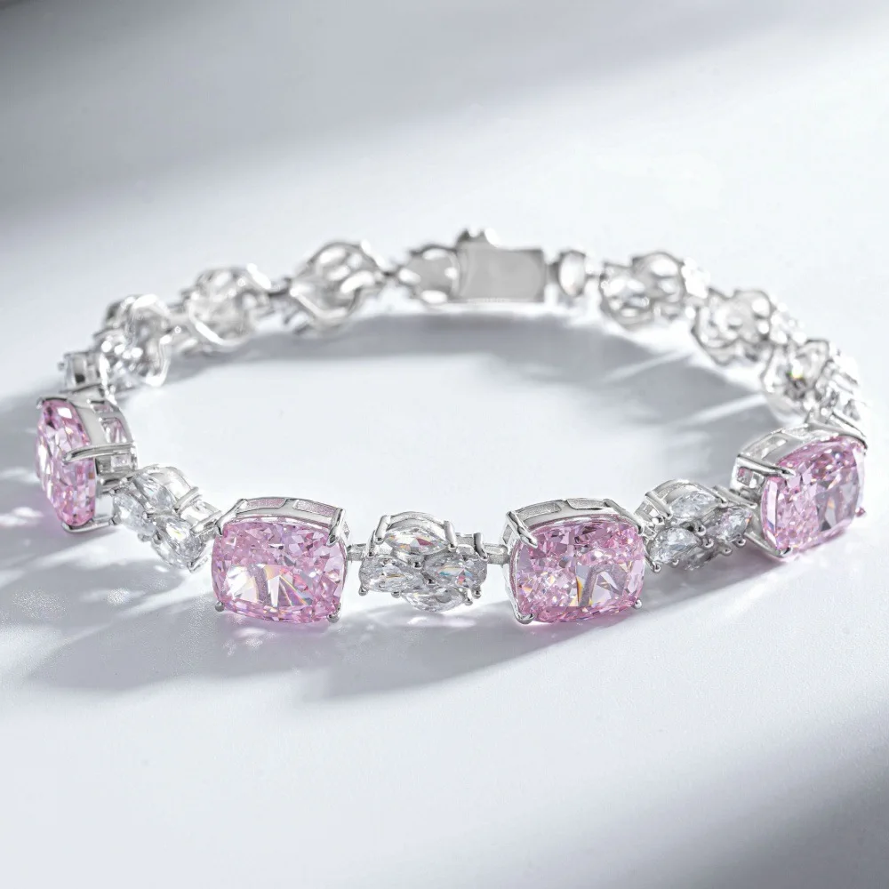 18K Real Platinum PT950 Bracelet for Women Luxurious Advanced Ice Flower Cut Ice Flower Zirconium High Carbon Diamond Bracelet