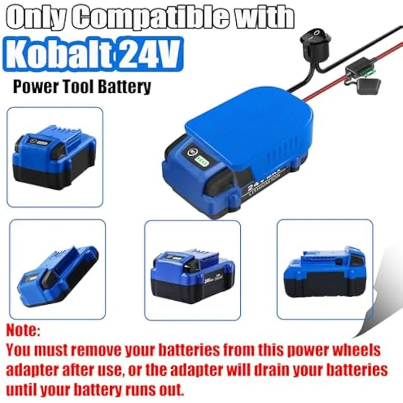 

Y42A-2 шт. адаптер для аккумуляторной батареи с электроприводом для Kobalt 24 В Max, комплект адаптера для аккумулятора, провод 14 AWG с предохранителями и клеммами для проводов