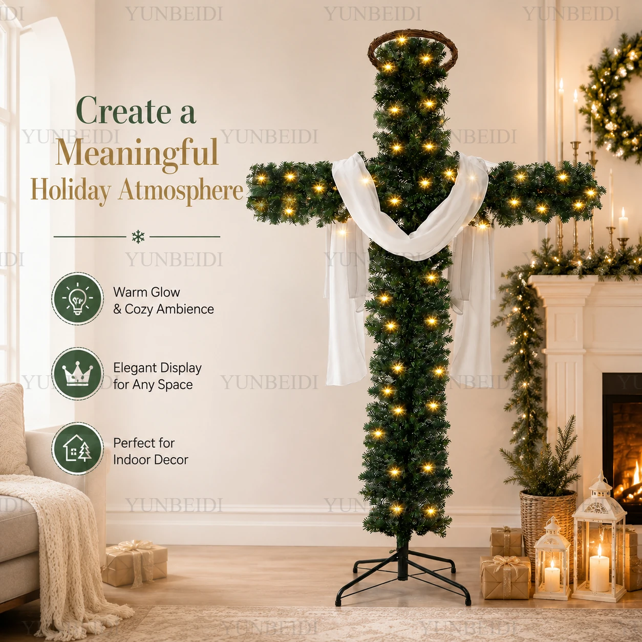150/180cm Cross Shaped Christm - Xmas Outdoor Lighting Decorations ulasan dan harga
