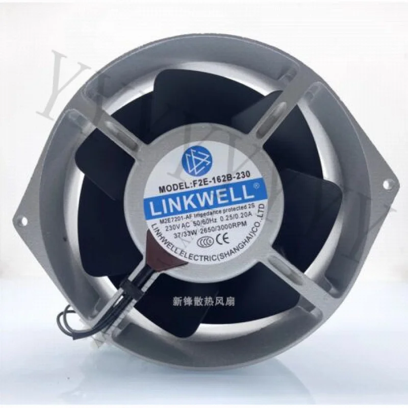 

Y+LINKWELL F2E-162B-230 230VAC 0.25/0.2A 17055 17CM Cabinet Axial Fan