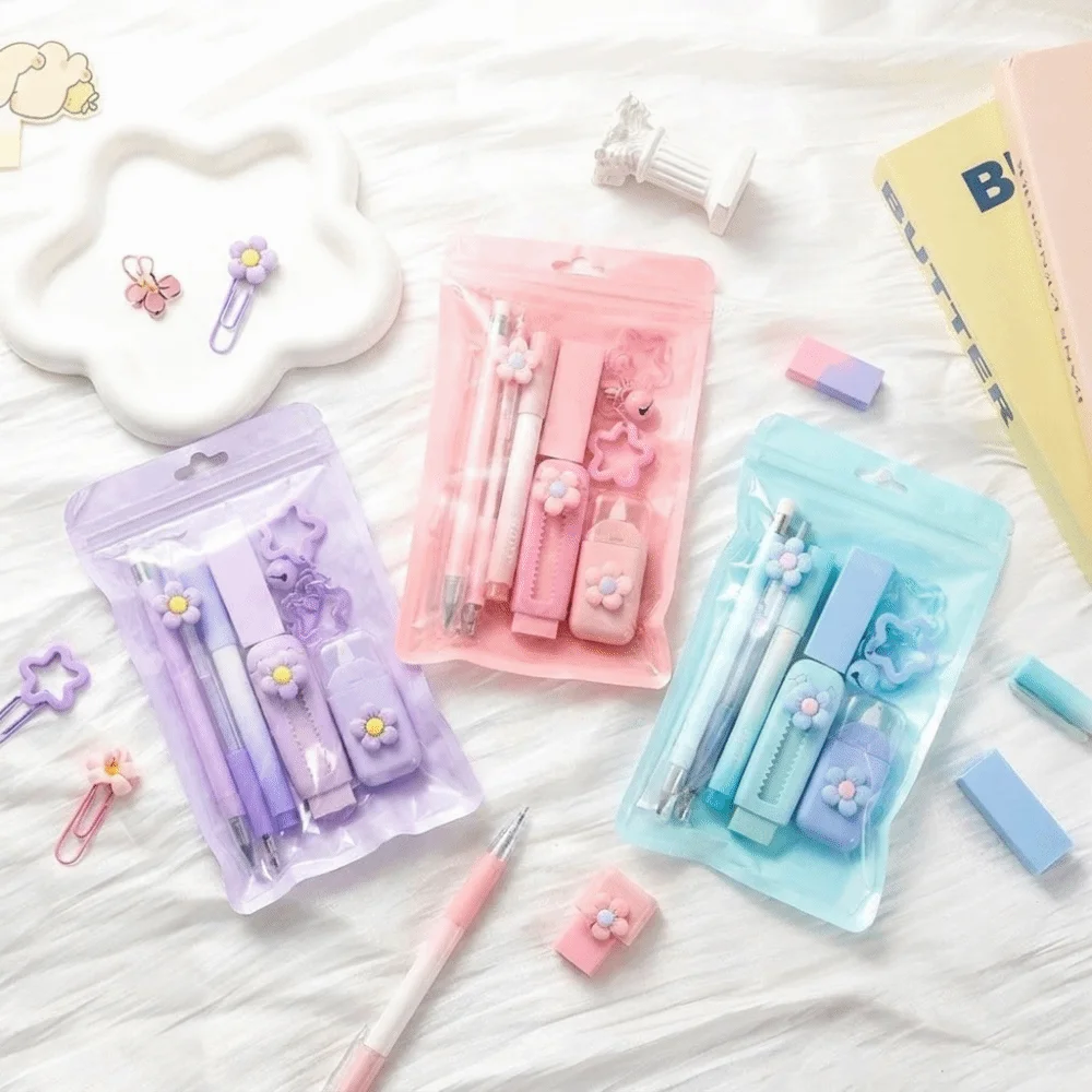 ABS Material Stationery Set Functional Pen School Supplies Kit Color Options Cute Floral Writing Tool Kit Back-to-School