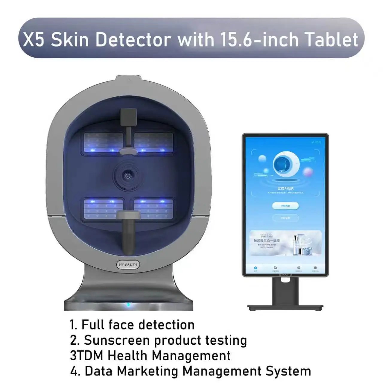 Upgraded Version X5 3DAI Skin Image Analyzer HD Pixel Full Face Scanning Multispectral Moisture Scalp Detection