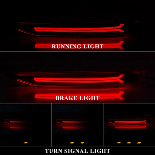 Imagen 2 del producto Para Chevrolet Equinox 2017 2018 2019 2020 2021 2022 luces LED reflectoras de parachoques trasero advertencia de freno lámpara de señal de giro dinámica 12V