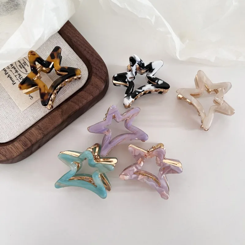 

Korea Hollow Out Star Small Shape Hair Claw Clips Women France Sweet Girls Princess Hair Clip Claws Ponytail Hairpin Accessories