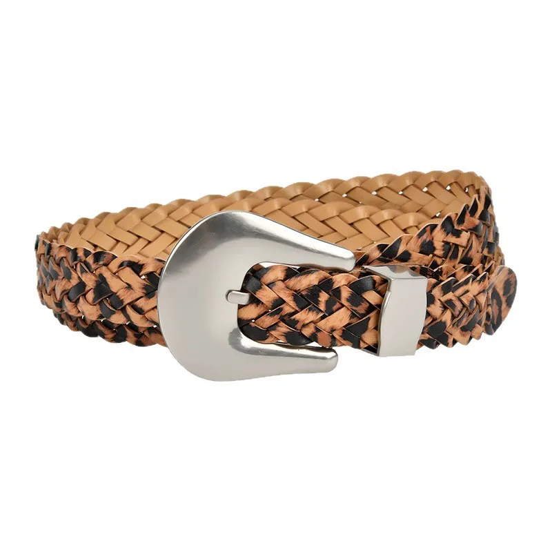 Corsé de leopardo de punto Vintage para mujer, faja femenina, abrigo, pretina, vestido, cinturón estrecho J327