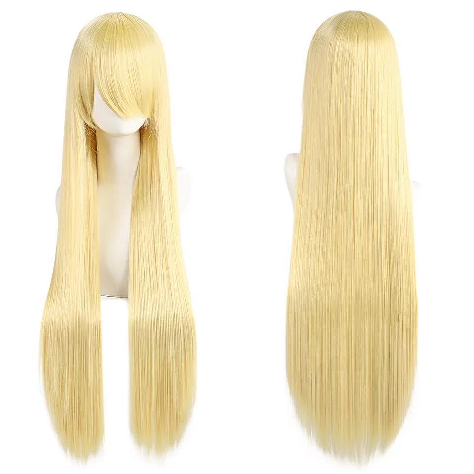 Peluca larga sintética de 80 cm, color blanco y púrpura, para cosplay, con flequillo 5