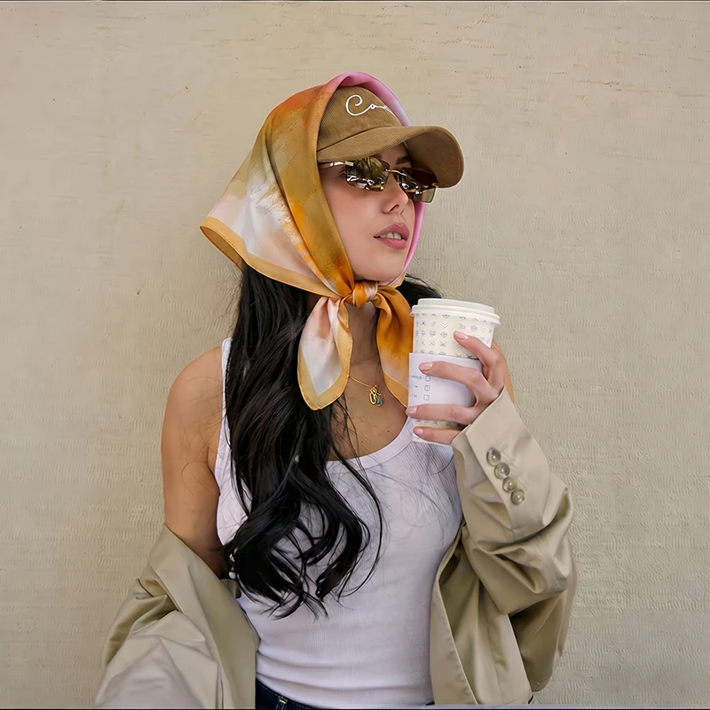 

Women's Scarf Windproof Turban Hijab Female Luxury Print Headscarf Shawl Bandana Neckerchief Headband Handkerchief Square Fashio
