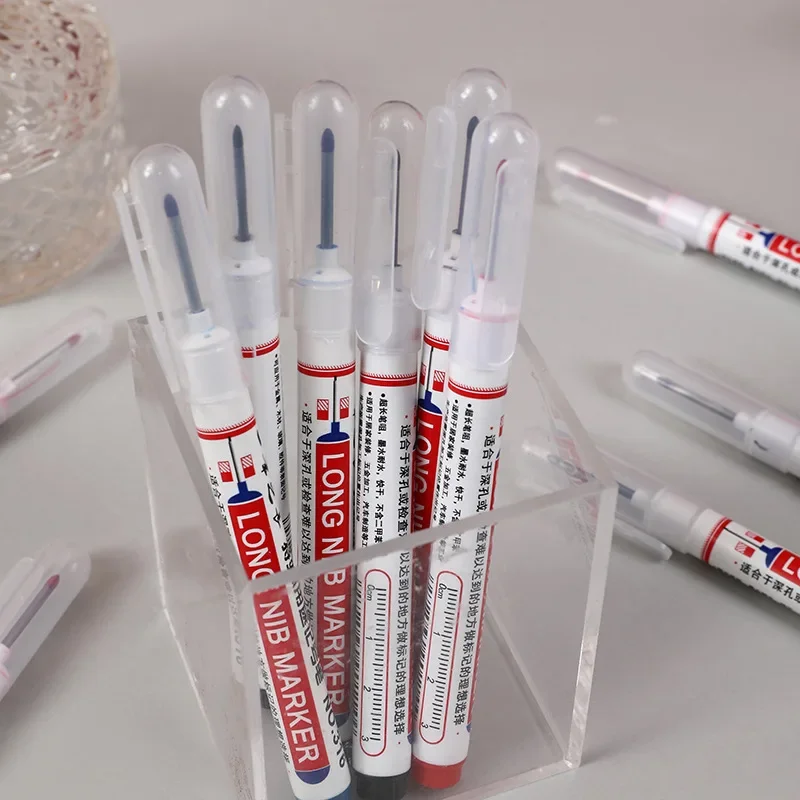 8/10 قطعة مقاوم للماء علامات طويلة الرأس حفرة عميقة قلم تحديد للمعادن نجار أحمر/أسود/أزرق/أخضر/أبيض الحبر أدوات النجارة