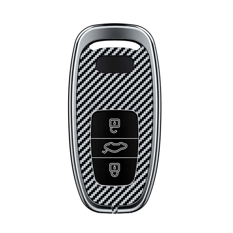 Zinc Alloy Key Fob Cover for Audi A6L A8L A7 & E-tron 2024 - Luxury Smart Key Shell with Key Ring