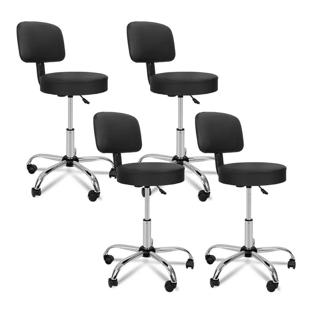 

4PCS Adjustable Salon Stools w/Backrest Beauty Salon Swivel Massage Chair