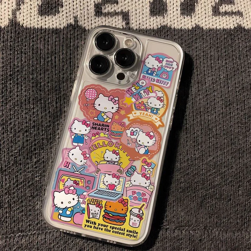 Sanrio Hello Kitty Smile Clear Phone Case For iPhone 16 15 14 Pro Max 11 12 13 Pro XR XS MAX Y2K 7 8 Plus Lovely Anti Fall Cover