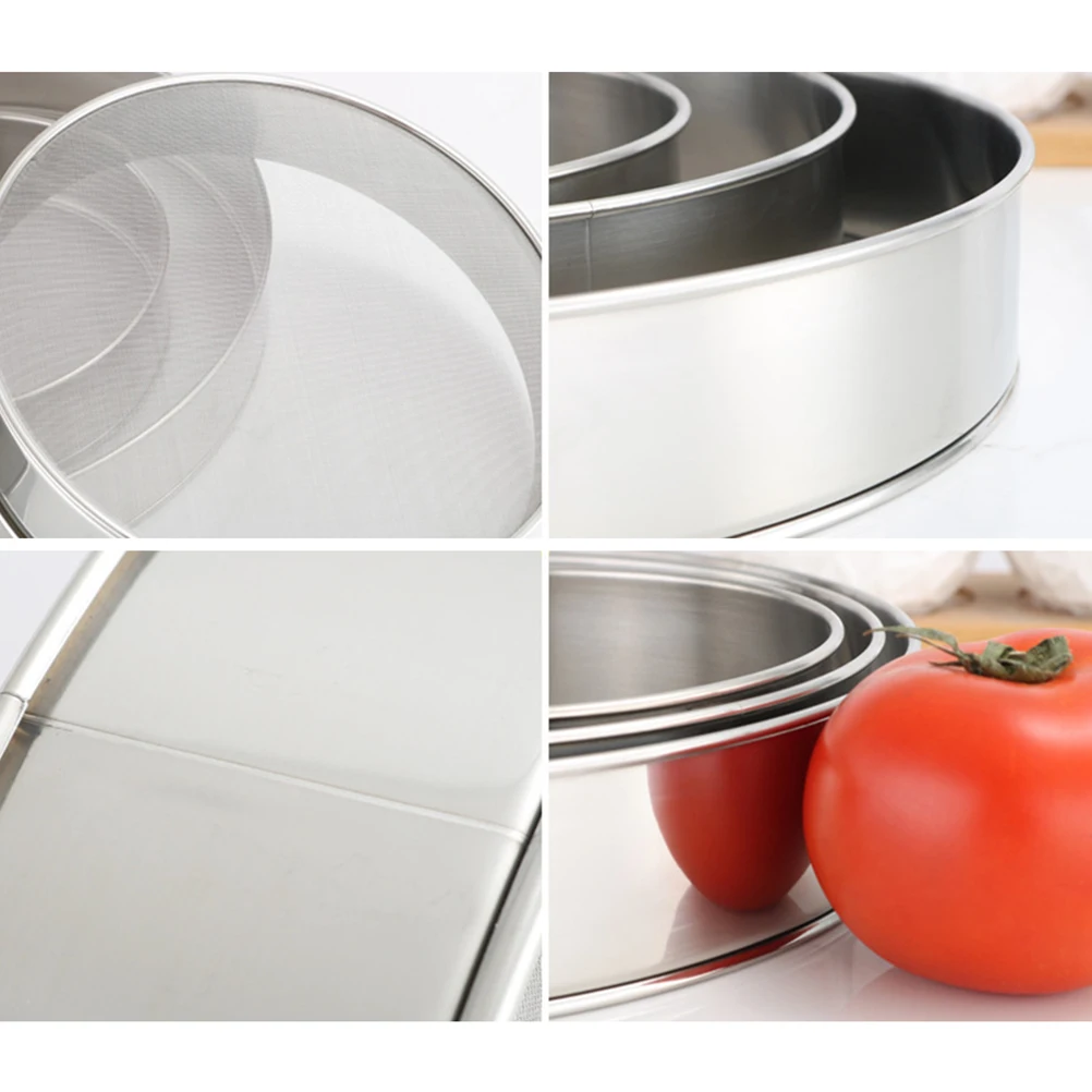 

3 Pcs Fine Mesh Sieve Sifter Stainless Steel Powder Flour Icing Sugar Baking Cake Strainer Filter Kitchen Bar Tools