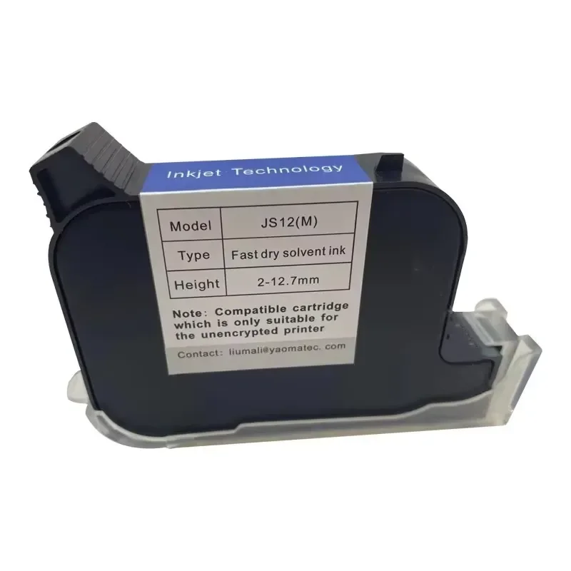 For YAOMATEC JS12 600DPI 12.7mm Handheld Thermal Inkjet Printer Economic Fast-Dry Eco-Solvent Ink Cartridge