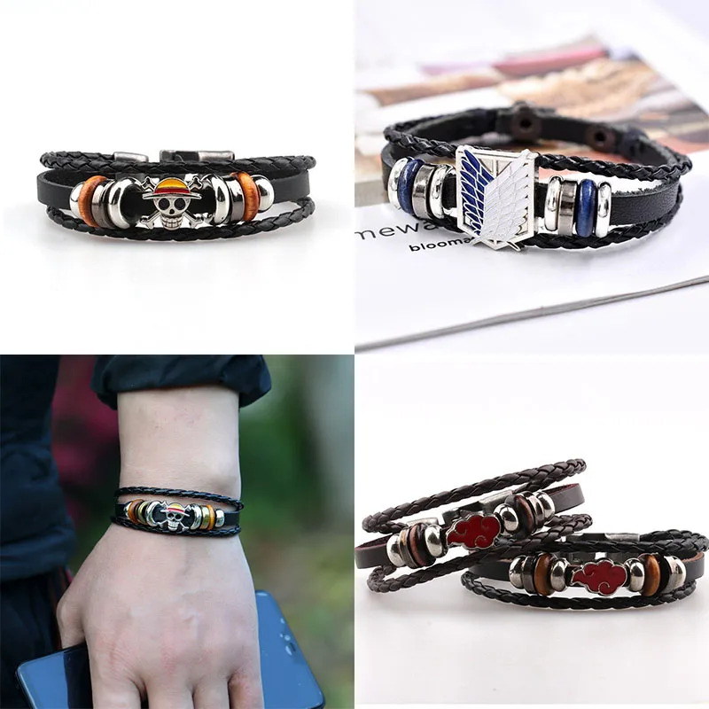 Anime Attack on Titan  Personalized Customization  Peripheral Badge Diy Bracelet Adjustment Leather Bracelets