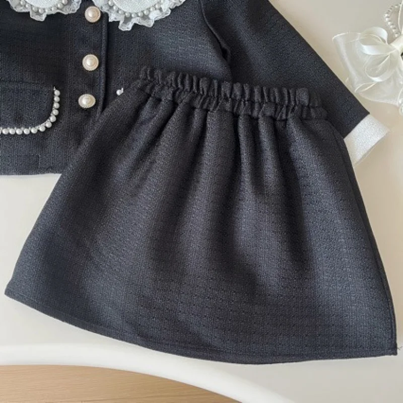 

2025Autumn New Girls Lapel Lace Cute Short Skirt Suit
