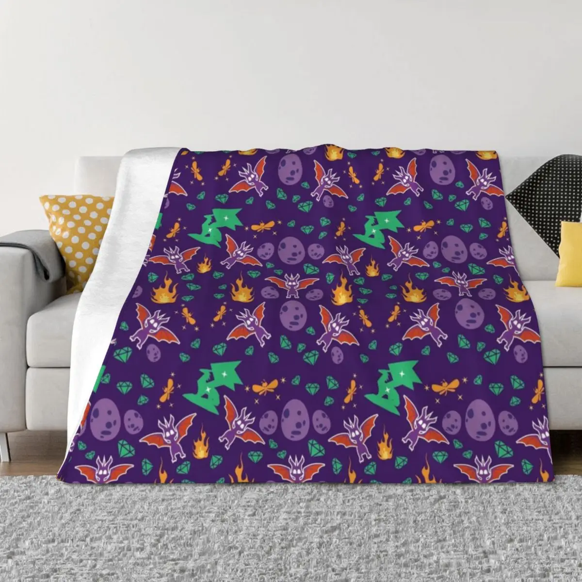 

Spyro Pattern Throw Blanket Hairy halloween Kid'S Custom Blankets