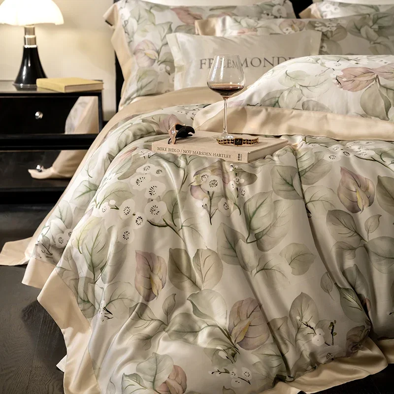 Svetanya 60s Lyocell Print Bedding Set King Queen Bed Linens Sheet Pillowcase Duvet Cover Underwear