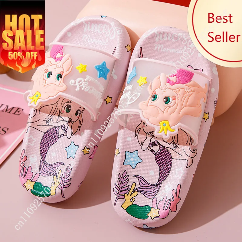 

Ariel Little Mermaid Home slippers Disney Cartoon Anti Slip Home Sandals Party Holiday Decorations Gift Bath Princess Footwear