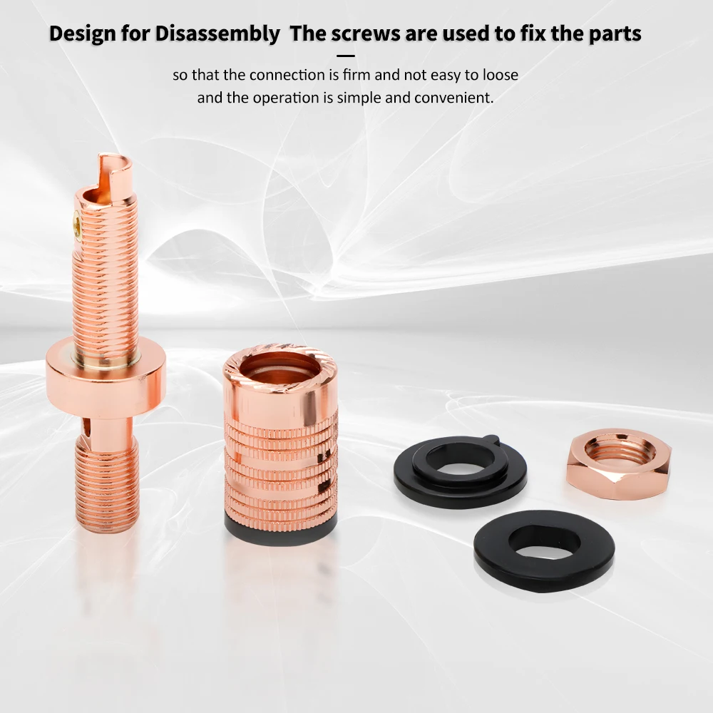 Preffair 2/4 Pezzi Binding Post per Altoparlanti HiFi Prese Placcate in Rame Rosso Distanziatori POM, Spina a Banana Saldata o Set-Connexiones a Vite