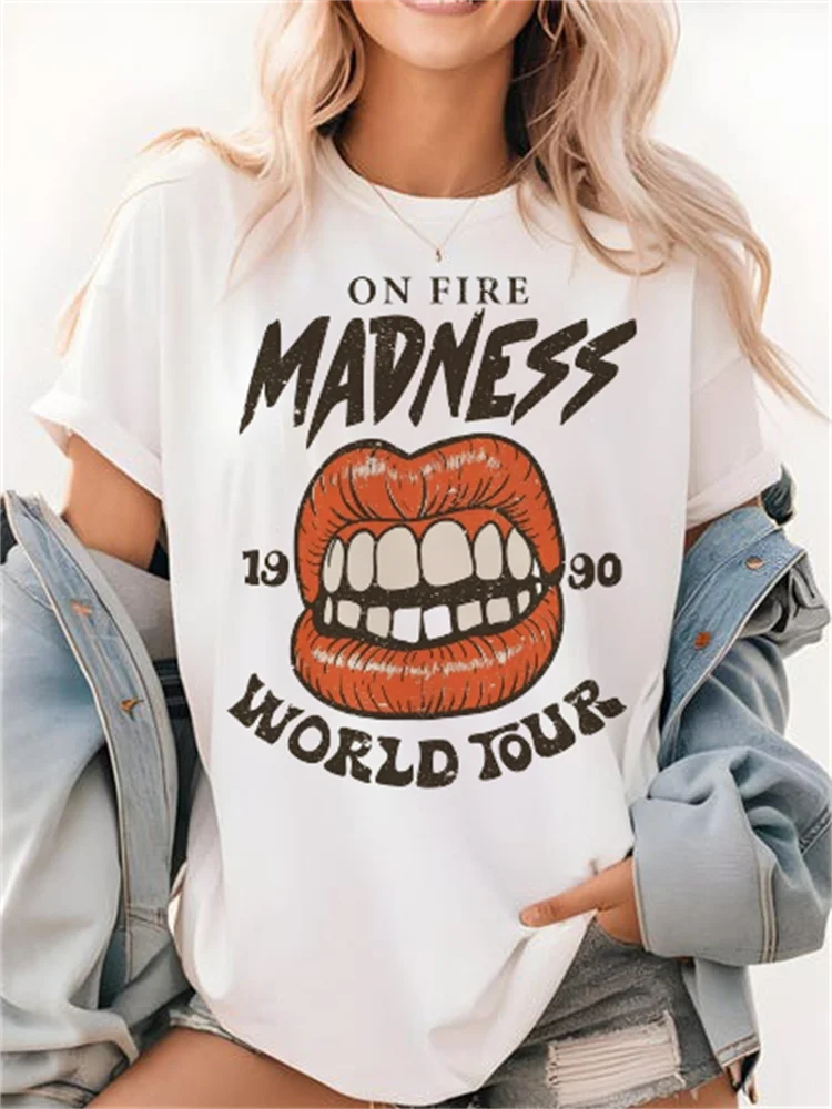 

Street Style Popular Printed Pattern Short Sleeved Cute Women's Casual Regular O-Neck Top Trendy Cartoon Summer Versatile T-Shir