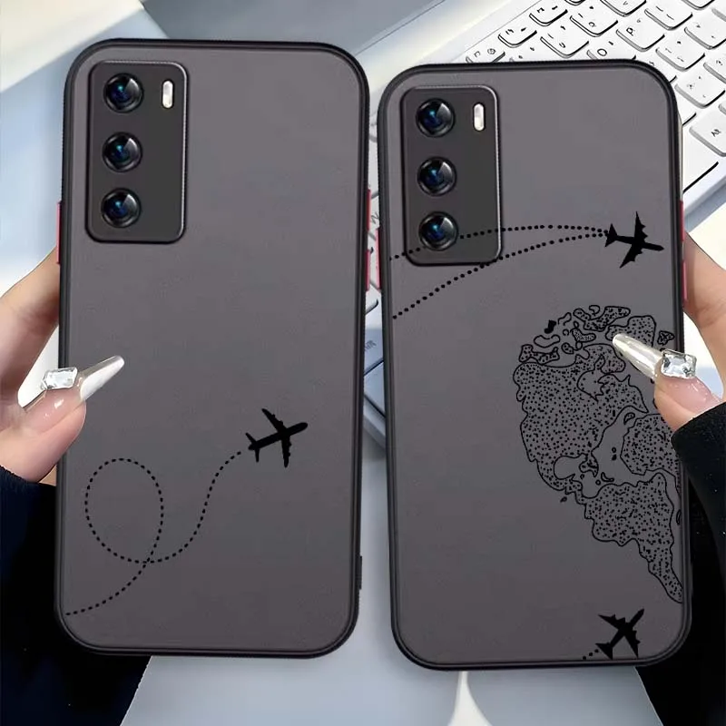 Airplane Flight Trail Cover For OPPO A98 A96 A95 A94 A93 A92 A79 A78 A77 5G 4G Frosted Translucent Phone Case