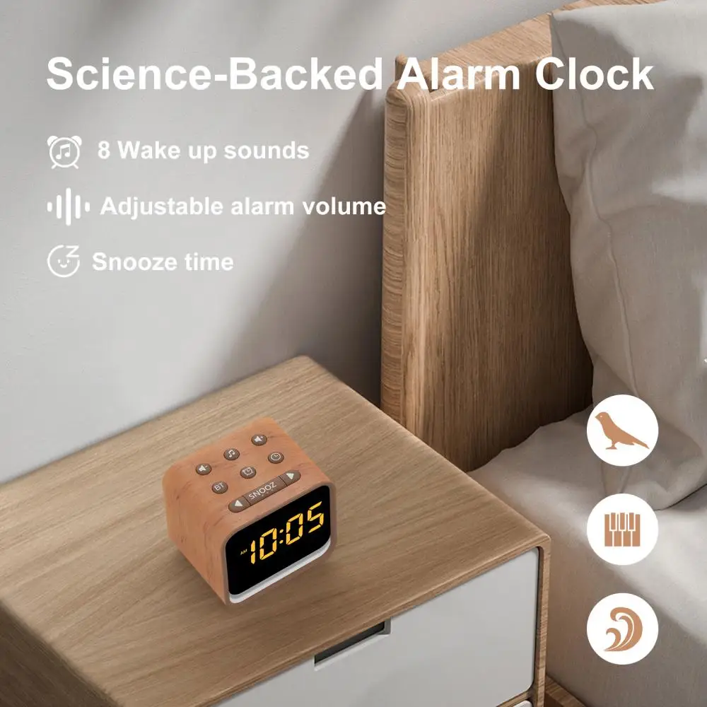 White Noise Machine Bluetooth Alarm Clock 7-Color Night Light 24 Soothing Sounds Sleep Sound Machine Baby Adult Sleep Aid Device