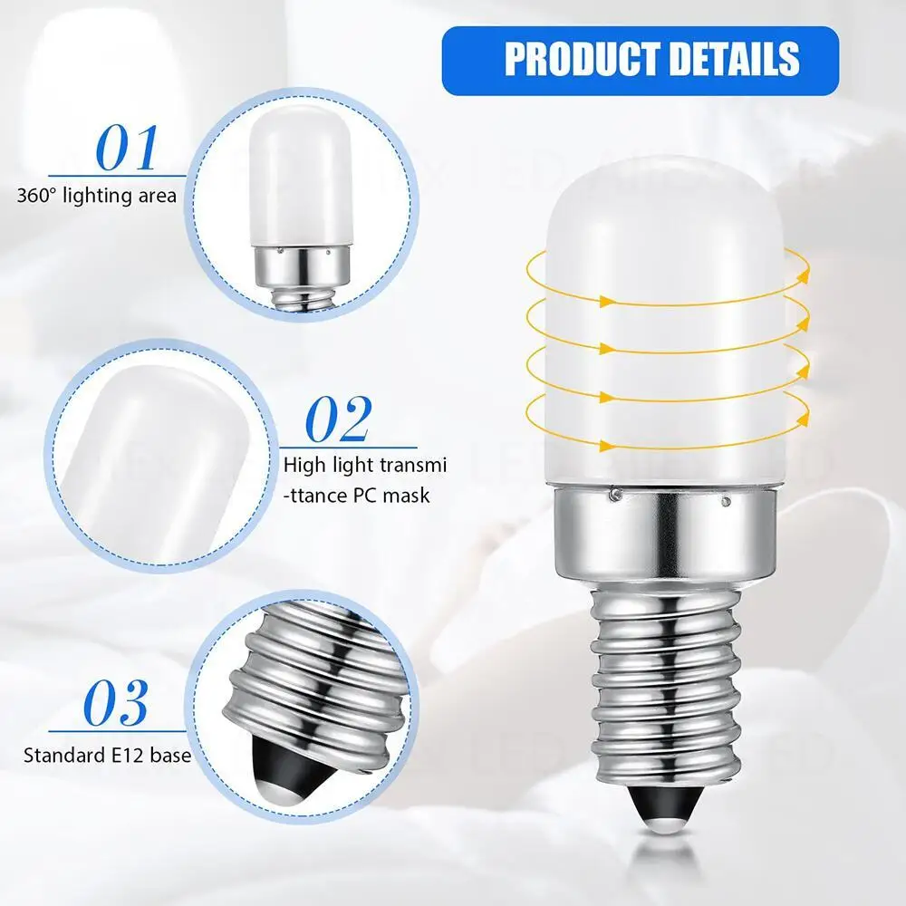 3pcs/lot 3W E14 E12 LED Fridge Light Bulb Refrigerator Corn bulb AC220V LED Lamp White/Warm white SMD2835 Replace Halogen Light