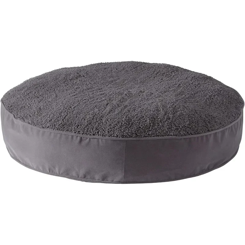 Scout Deluxe Round Pillow Style Sherpa Dog Bed, Large (42 x 42 in.), Pewter