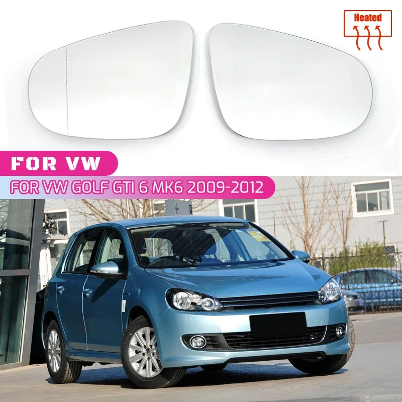 Für VW Golf 6 Tuning MK6 2009-2013 Beheizte Seitenspiegel-Gläser Auto-Styling Rahmenabdeckung Spiegelgehäuse Zubehör
