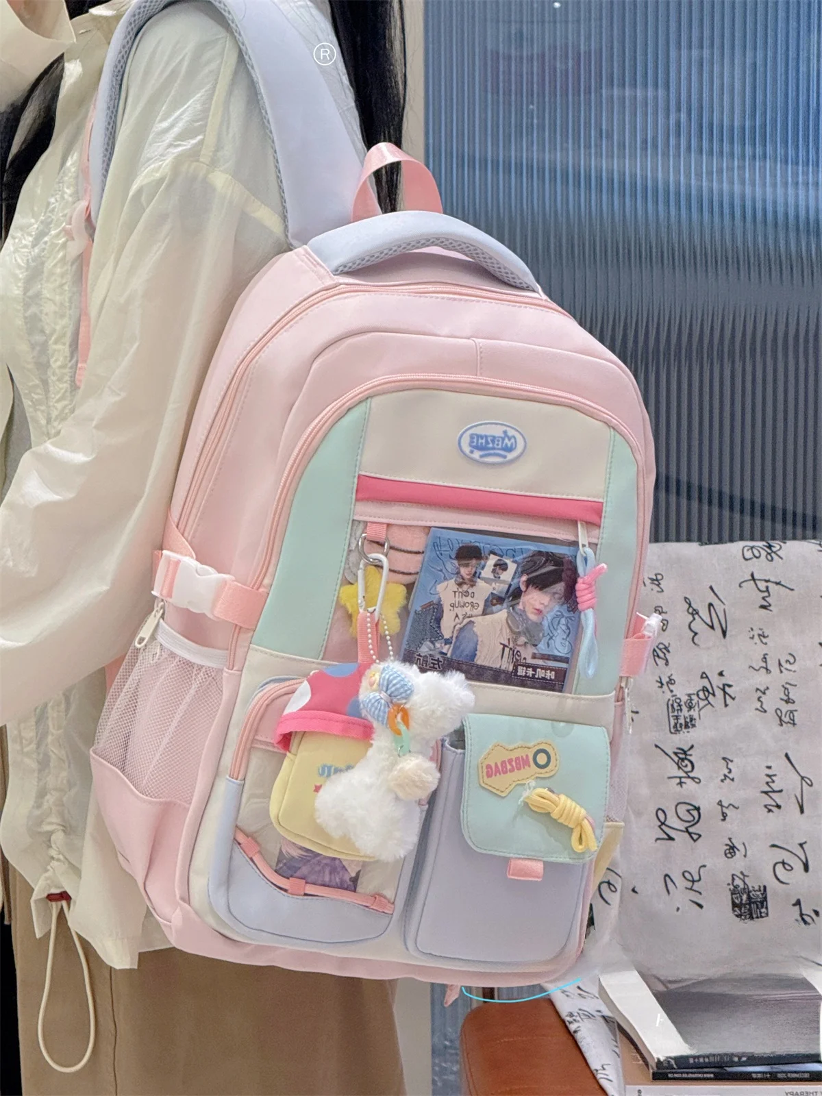 Mochila Adorable de an Capacidad con Diseño de Gato Naranja para Estudiantes de Secunia y Preparatoria, Bolsa de Doble A...