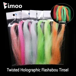 Bimoo 7Packs Twisted Holographic Flashabou Tinsel Crystal Flash Tinsel For Jig Hook Lure Flies Tying Sabiki Rig Making Material