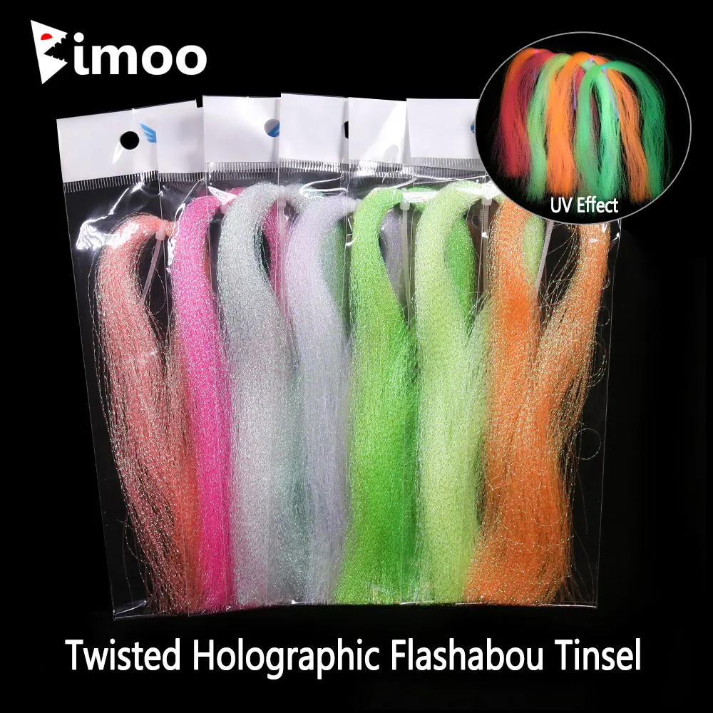 Bimoo 7Packs Twisted Holographic Flashabou Tinsel Crystal Flash Tinsel For Jig Hook Lure  Flies Tying Sabiki Rig Making Material