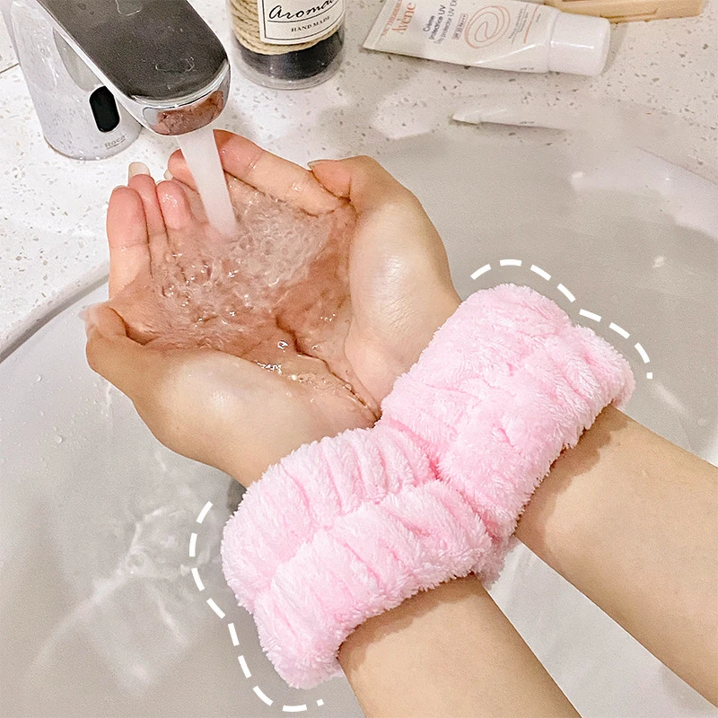 1 par de muñequeras de Spa, banda de toalla para lavado de muñeca de microfibra, pulseras para lavarse la cara, pulseras absorbentes, banda para el