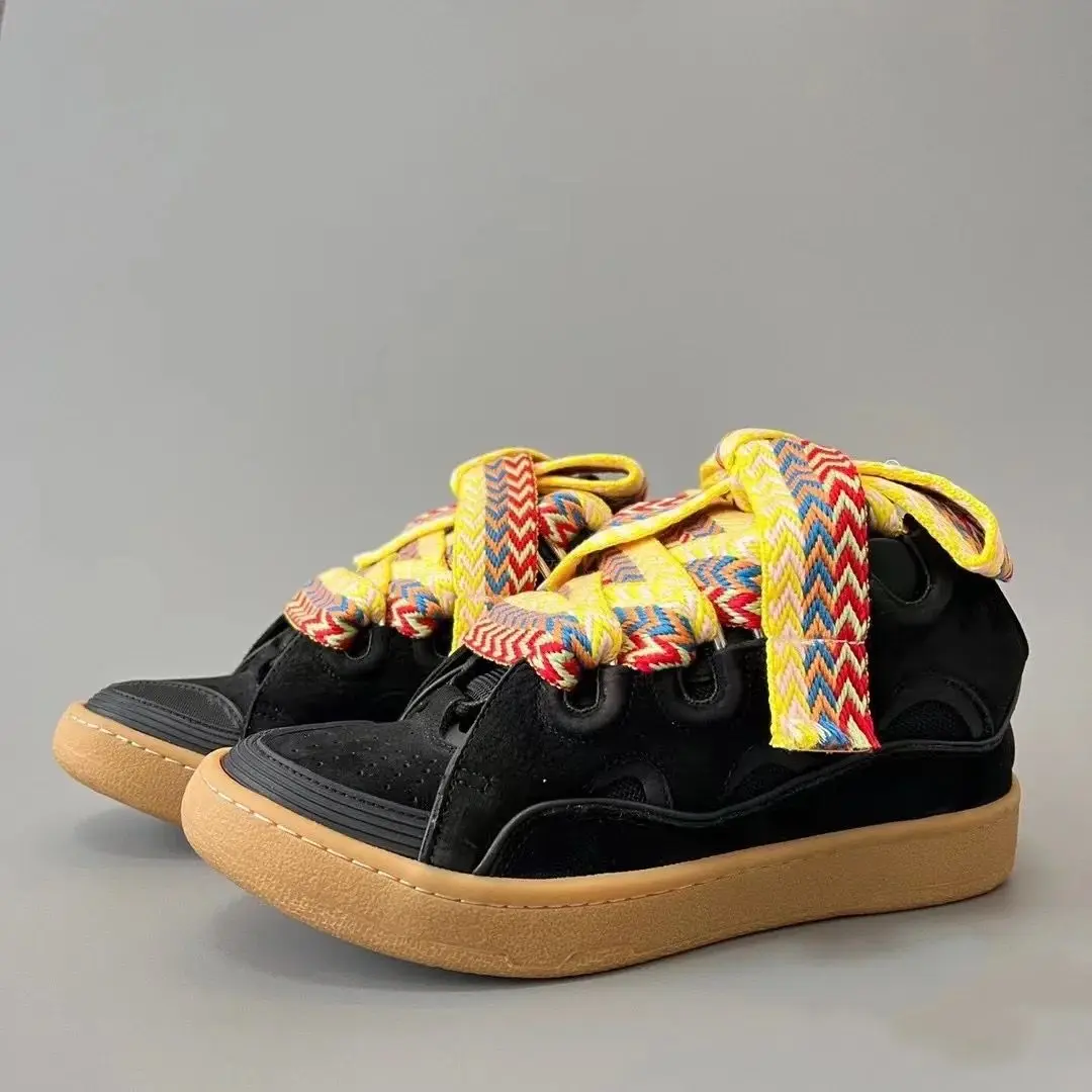 

New Men's Women's sports shoes Casual Shoes Splicing color design Thick tongue Colorful shoelace Matching fashion Shoes