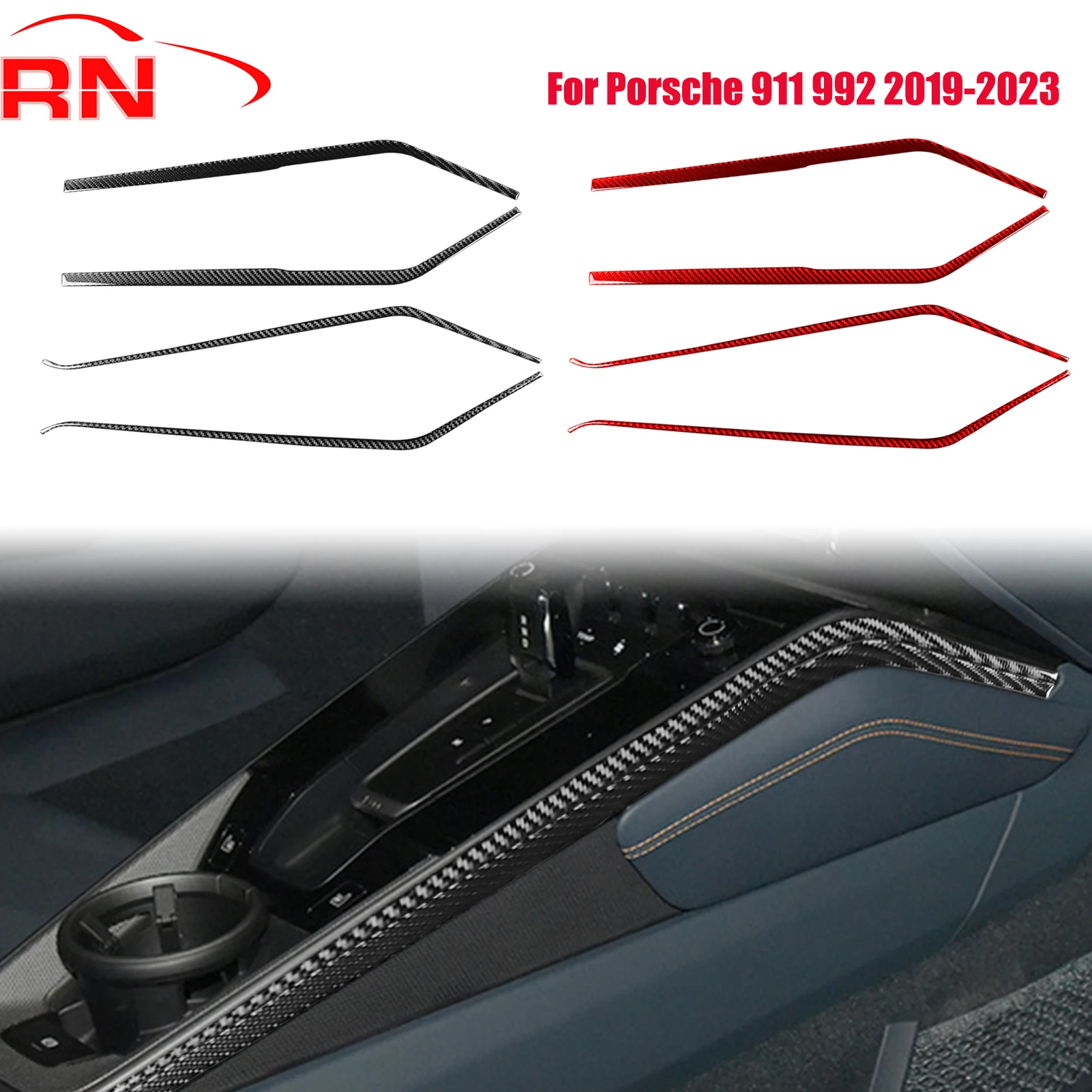 

For Porsche 911 992 2019-2023 Modified Forged Carbon Fiber Car Center Control Side Trim Interior Piano Decorative Sticker
