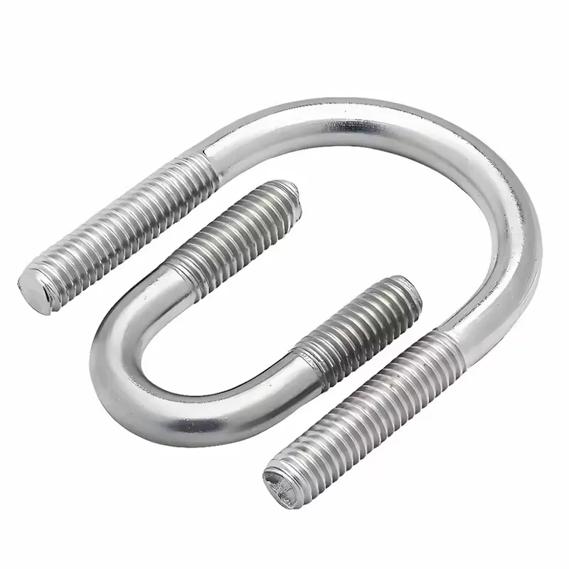 304 Stainless Steel U-Shaped Clamp Round Bend Clamp M6 M8 M10 M12 U-Bolt Ring Screw Suitable for Pipe Installation Fasteners