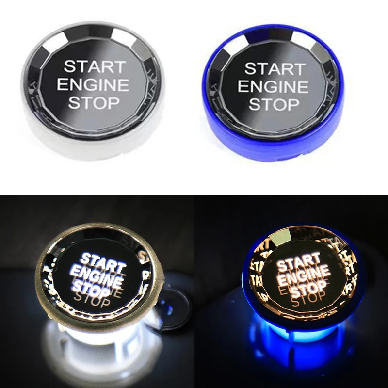 For Toyota Camry Avalon Rav4 Blue Car Crystal Engine Start Stop Switch Button Automobile Ignition Button Interior Accessories