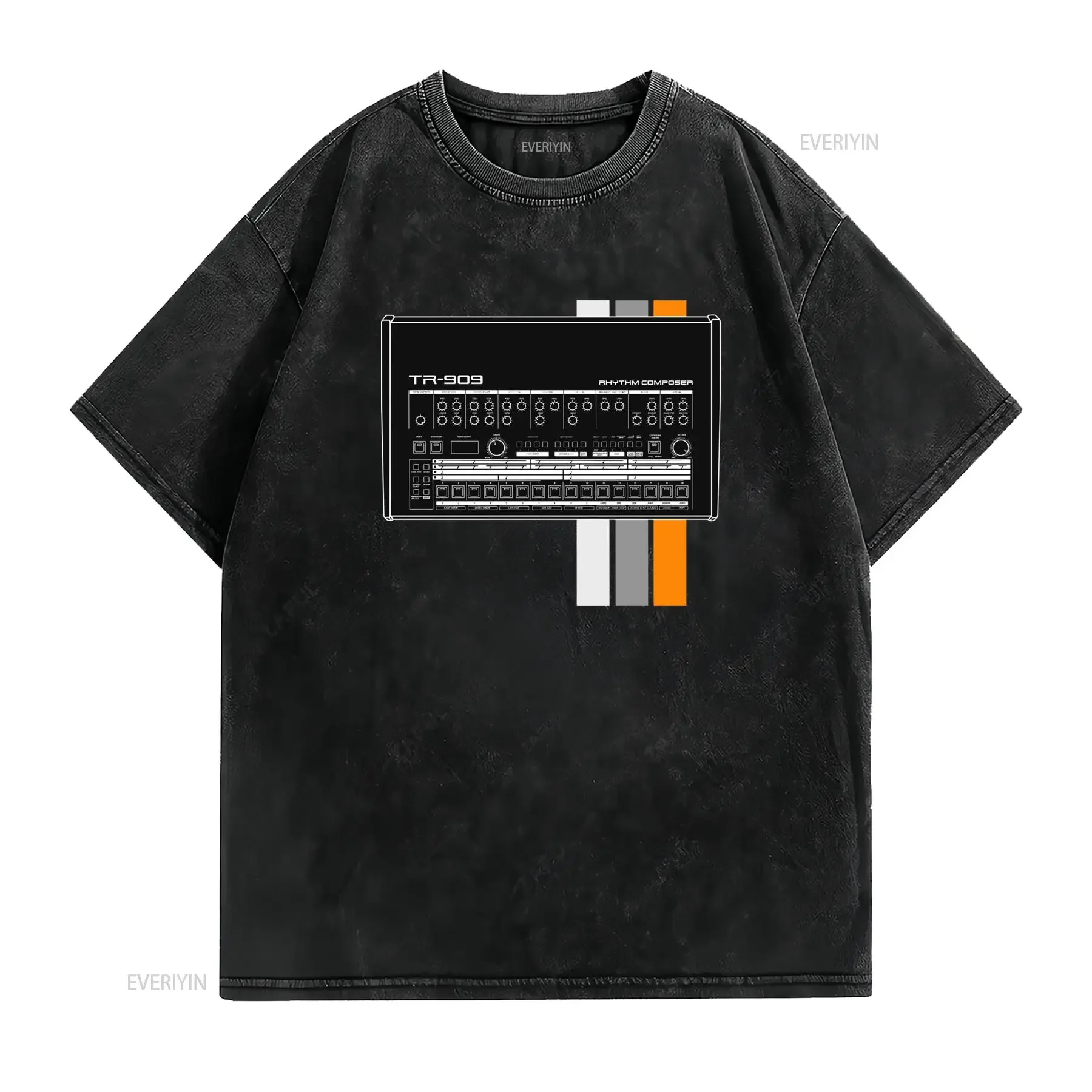 Tr 909 Dark Background T Shirt vintage Washed graphic Comfortable fashion Soft Top For Everyday Wear designer clothes Unisex