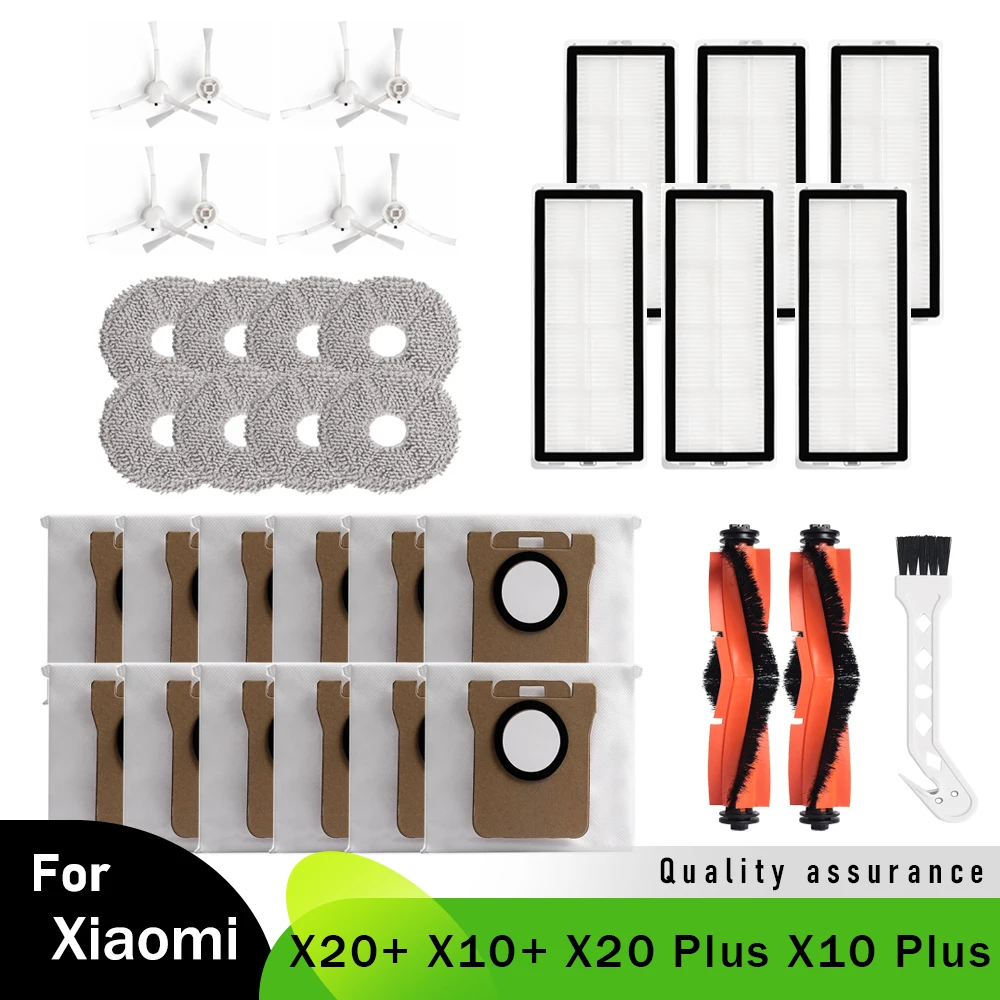 Suku Cadang untuk Xiaomi X20 + X10 + X20 Plus X10 Plus Robot Penyedot Debu Aksesori Rol Sikat Sisi Utama Filter Tas Debu Pel