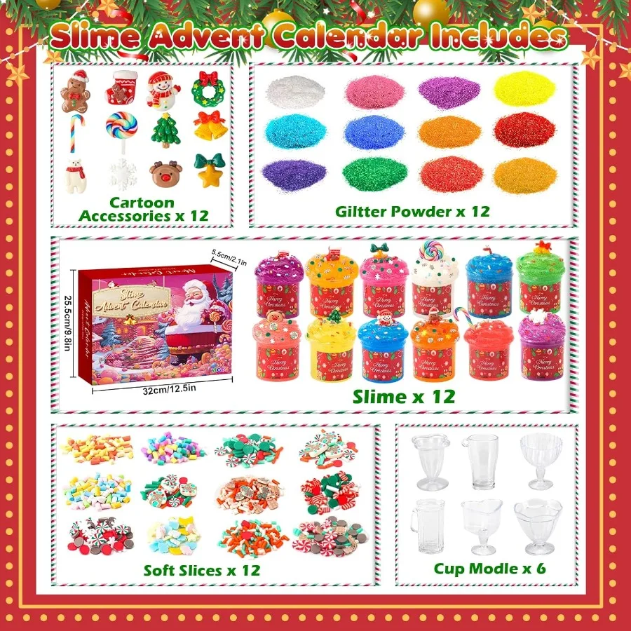 الوحل تقويم القدوم 2025 24 يوما من عيد الميلاد كاملة جامبو كريستال واضح الوحل عدة العد التنازلي التقويم لمتعة عطلة NonSt #2