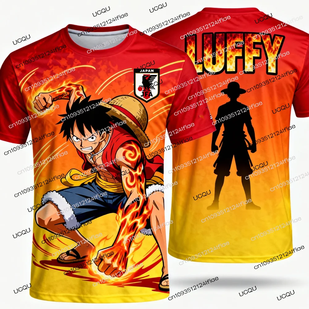 Japanese Anime One Piece Luffy Special Edition Soccer Jersey T-shirt Men Soccer Sports T-shirt Kids Cartoon Short-Sleeved Top