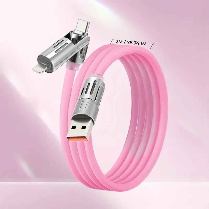 240W four-in-one multi-function USB liquid silicone aluminum alloy data cable charging cable, suitable for Samsung, AppleVVV