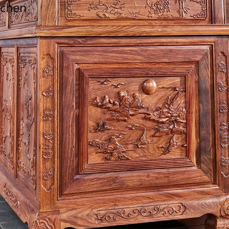 b11-7.2 Redwood Office Desk and Chair Set New Chinese Style Solid Wood Rosewood Executive Desk Tabletop Desk