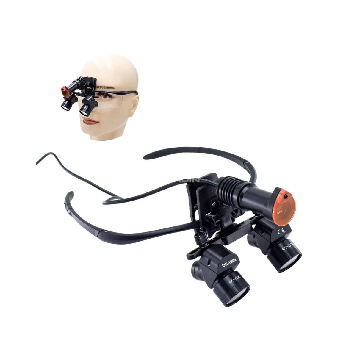 DEASIN 4X 5X 6X Dental 48° Loupes Dental Magnifier Dental Surgery Medical Loupe Magnification Binocular 300-600mm