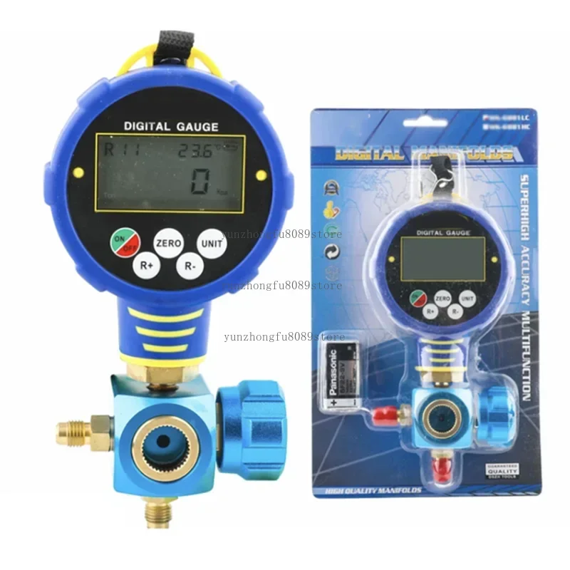 WK-6881 Digital Display Refrigerant Pressure Gauge, Professional AC Fluorine Charging Gauge, Air Conditioner Manifold Tool