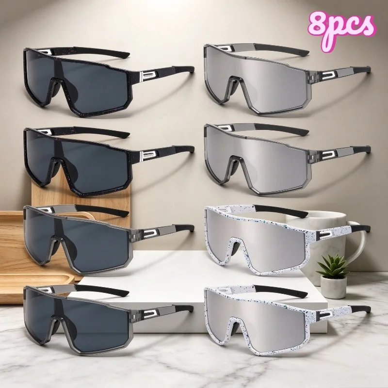 8pcs Unisex Outdoor Sports Colorful Bicycle Cycling Sunglasses New Sun Goggles for Road Driving Mountain Climbing