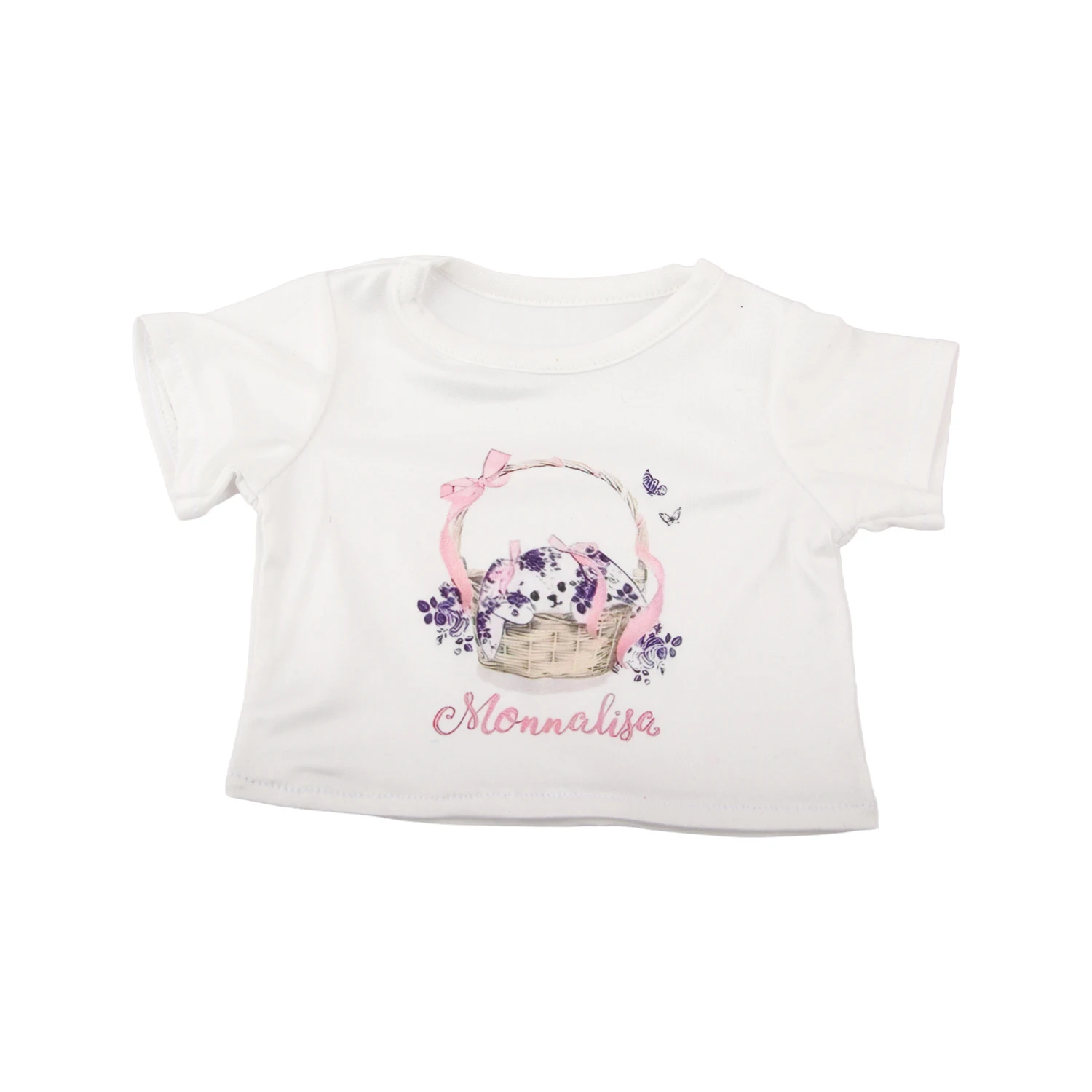 لطيف عروسة كارتون تي شيرت ل 18 بوصة الدمى الأمريكية فتاة سيارة قوس قزح سلة للزهور الطباعة الملابس ل 43 سنتيمتر دمية طفل الوليد