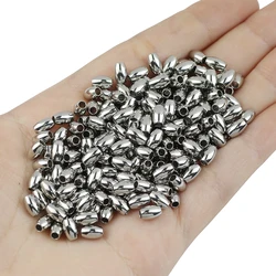 30Pcs 6*4mm 6*5mm Stainless Steel Oval Rice Shape Spacer Loose Beads For Jewelry DIY Bracelet Necklace Making Accessories