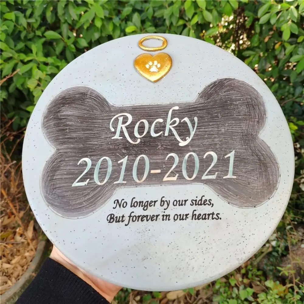 Round Shape Dog Memorial Stones Stepping Stones, Personalized Pet Memorial for Dogs Garden Stones Grave Markers Sympathy Dog