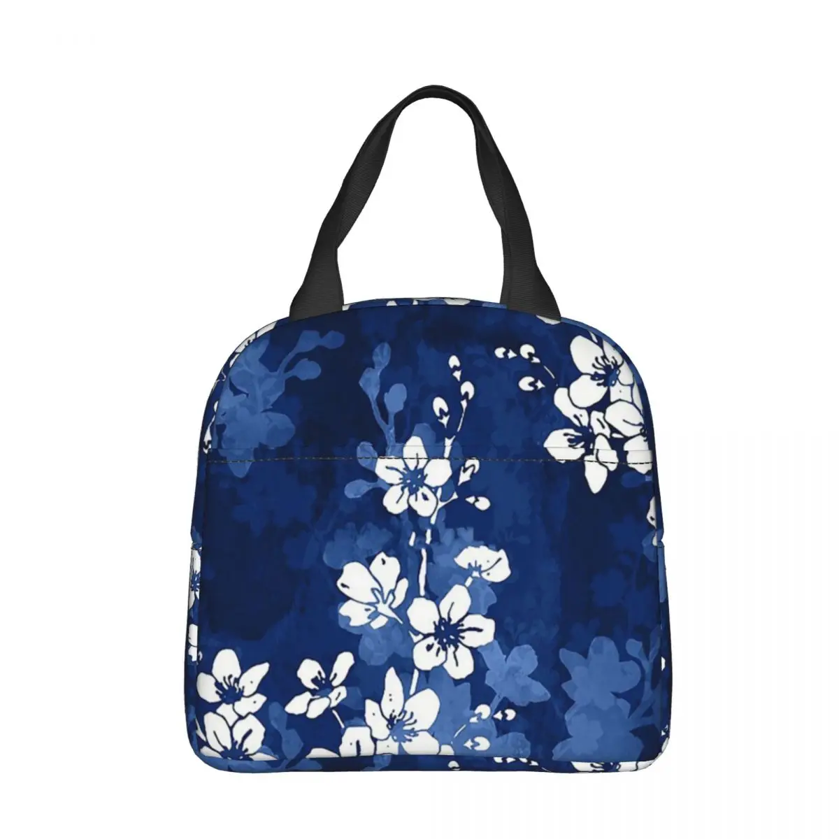 Sac à lunch isotherme bleu profond Sakura Blossom, sac isotherme, conteneur de repas, boîte à lunch fourre-tout, sacs de rangement des aliments, travail, pique-nique